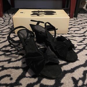Gap Black Suede Bow Heels